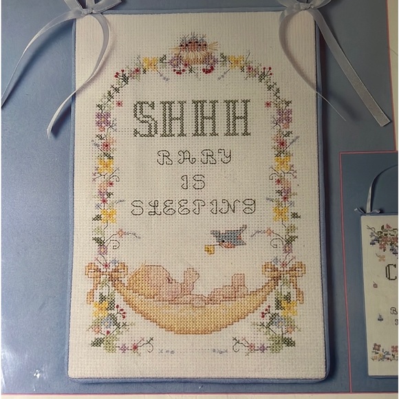 Counted Cross Stitch kit Baby Collection door hanger vintage made in USA - Picture 3 of 5